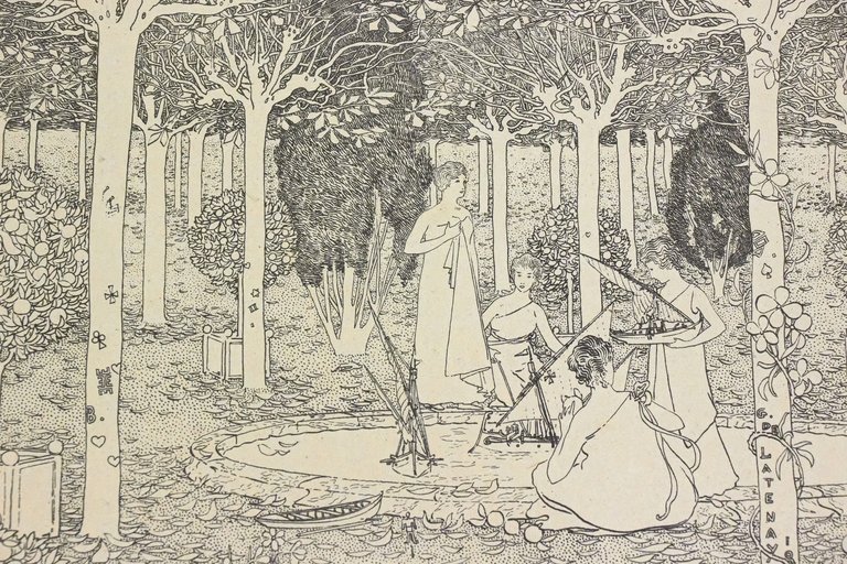 "Le parc" - Lithographie originale sur Chine - L'Estampe Moderne