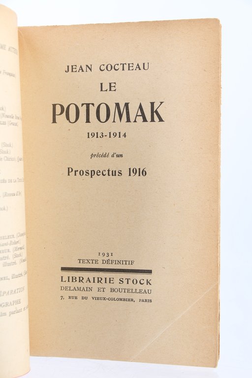 Le Potomak 1913-1914 précédé d'un Prospectus 1916