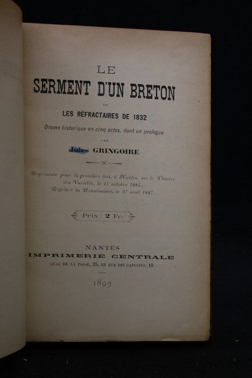 Le serment d'un breton, les réfractaires de 1832. - L'élève …