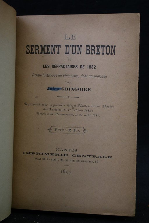 Le serment d'un breton, les réfractaires de 1832. - L'élève …