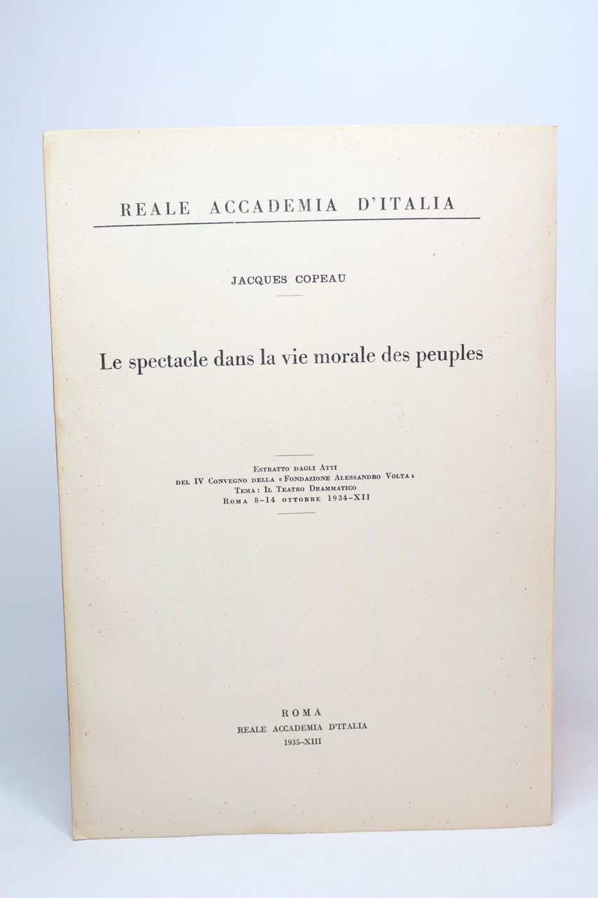 Le spectacle dans la vie morale des peuples
