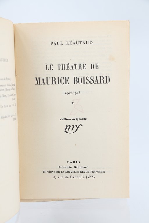 Le théâtre de Maurice Boissard 1907-1923