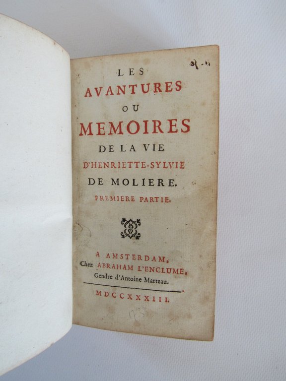 Les avantures ou memoires de la vie d'Henriette-Sylvie de Moliere …