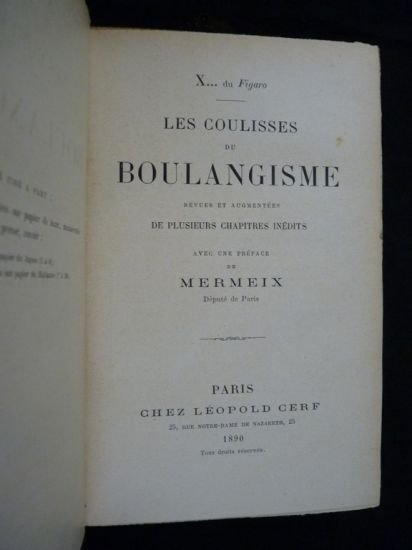 Les coulisses du boulangisme