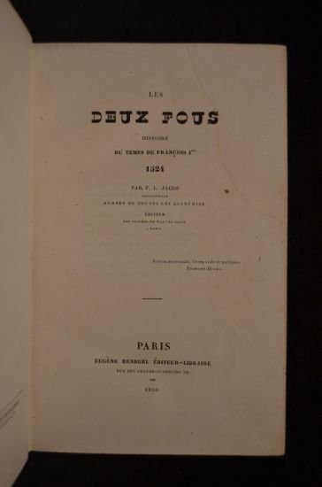 Les deux fous. Histoire du temps de François Ier, 1524