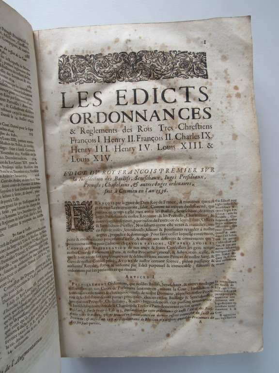 Les edicts et ordonnances des tres-chrestien roys François I. Henri …