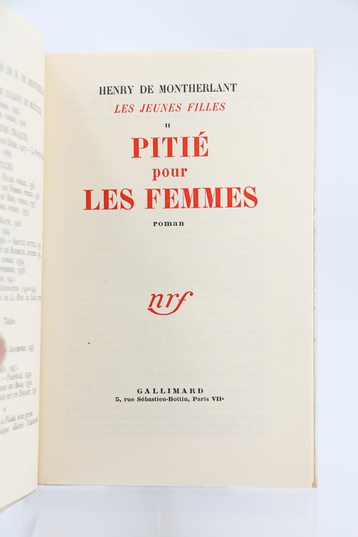 Les jeunes filles - Pitié pour les femmes - Le …