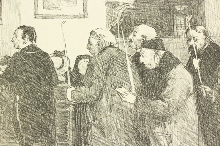 "Les marguilliers" - Lithographie originale sur Chine - L'Estampe Moderne