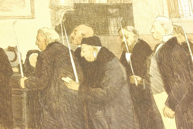 "Les marguilliers" - Lithographie originale sur Japon - L'Estampe Moderne