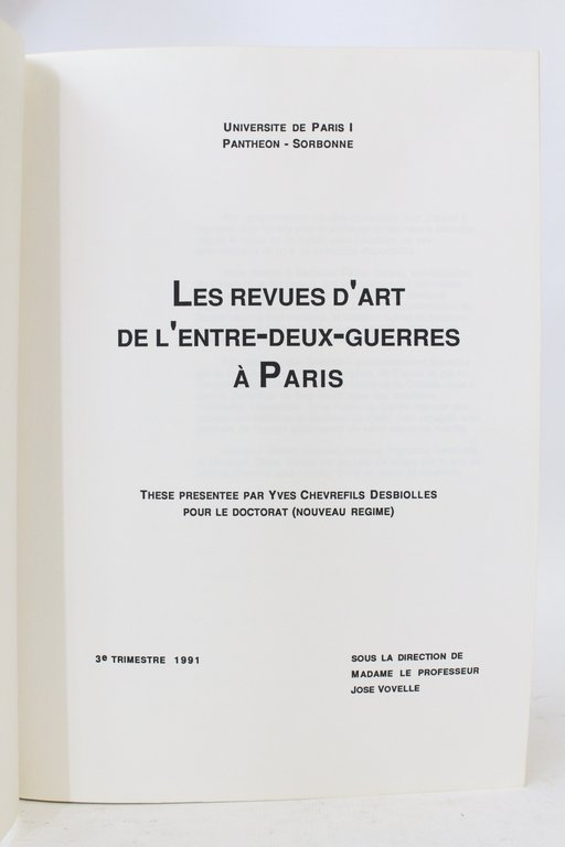 Les revues d'art de l'entre-deux guerres à Paris
