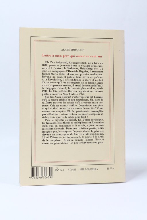 Lettre à mon père qui aurait eu cent ans