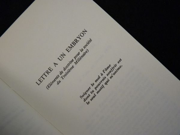 Lettre à un embryon et réponse de cet embryon transmise …