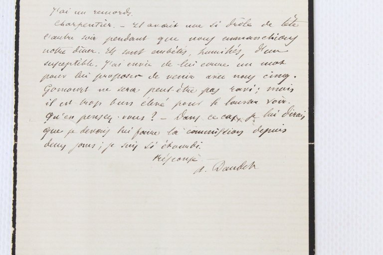 Lettre autographe à un membre du groupe littéraire d'Alphonse Daudet, …