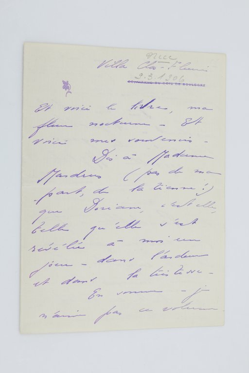 Lettre autographe adressée à Natalie Clifford Barney : "Dis à …