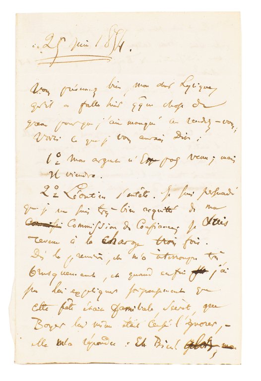 Lettre autographe datée et signée de Charles Baudelaire à Philoxène …