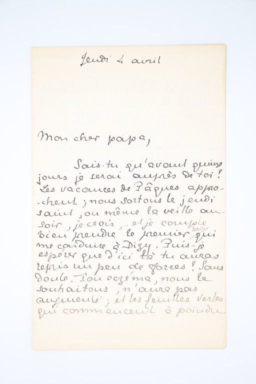 Lettre autographe de jeunesse signée, l'une des dernières adressées à …