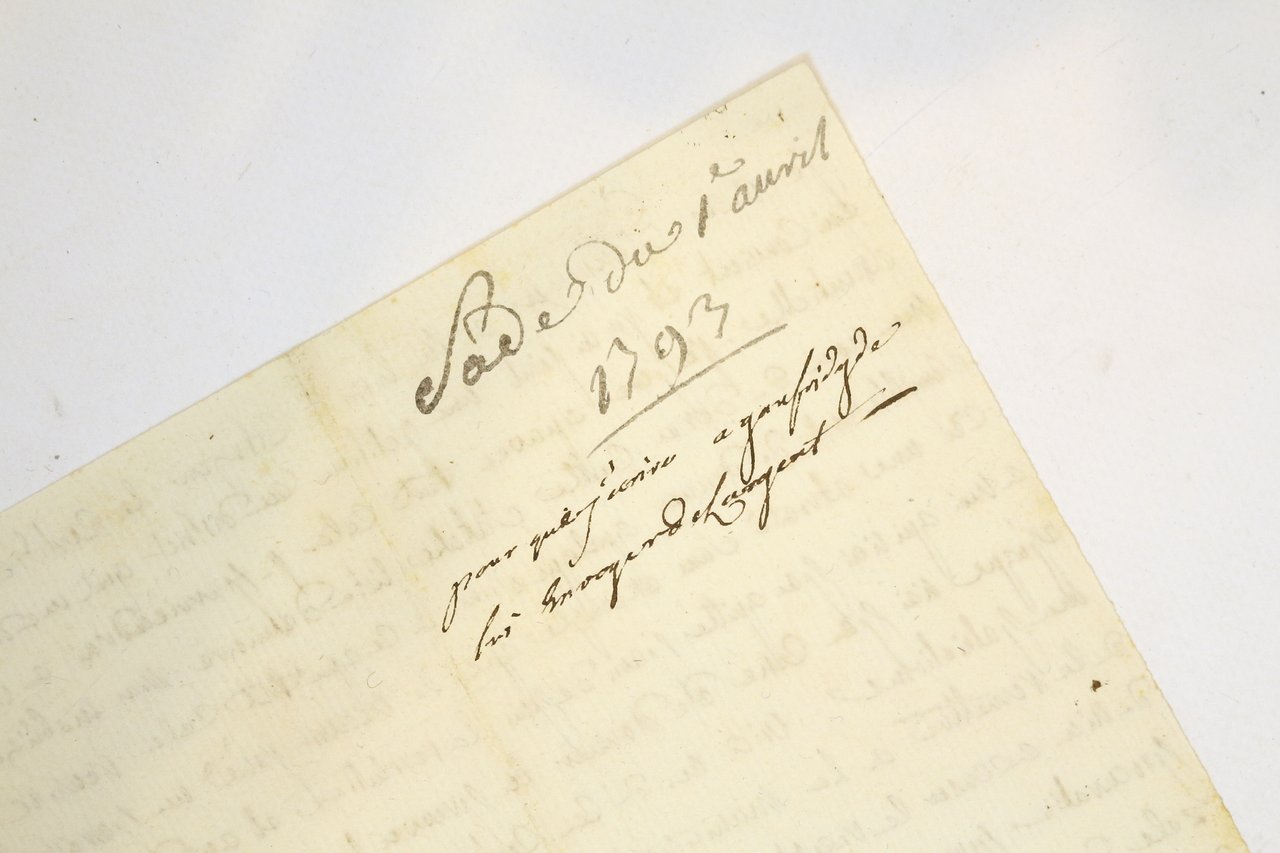 Lettre autographe inédite signée du Marquis de Sade, alors en …
