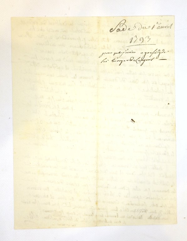 Lettre autographe inédite signée du Marquis de Sade, alors en …