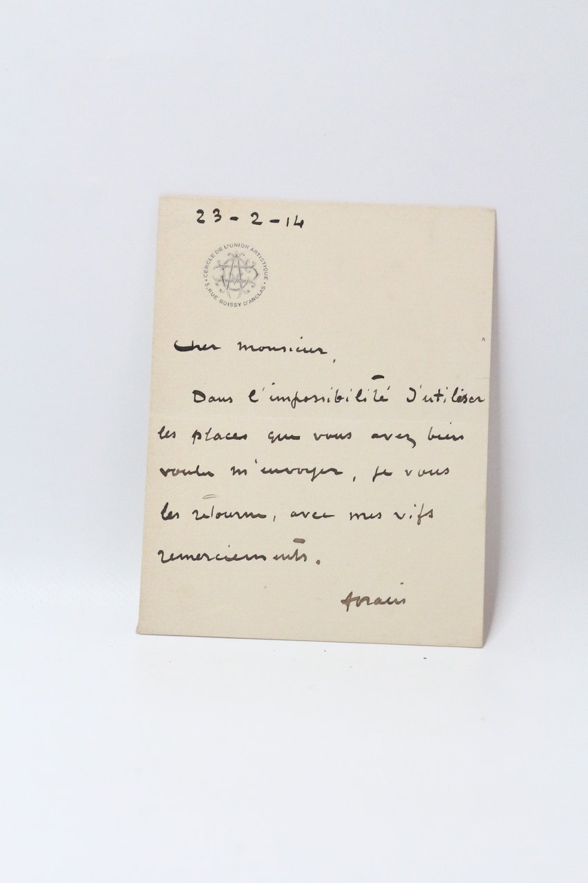 Lettre autographe signée