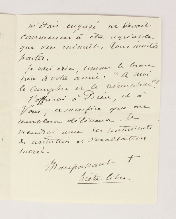 « Maupassant prêtre libre » • Lettre autographe signée à …