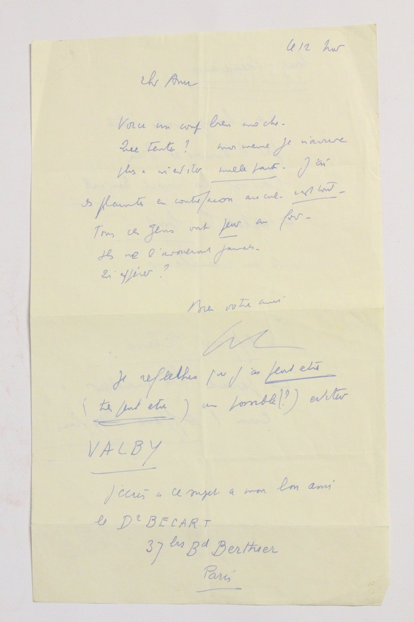 Lettre autographe signée à son ami lyonnais Charles Deshayes ". …