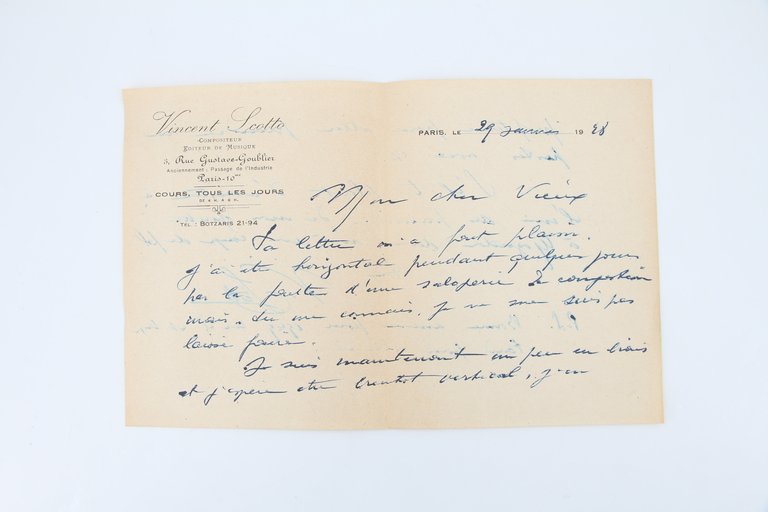Lettre autographe signée à son grand ami Carlo Rim