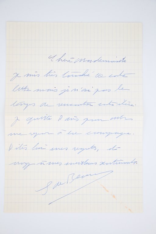 Lettre autographe signée adressée à Antoinette Boulesteix