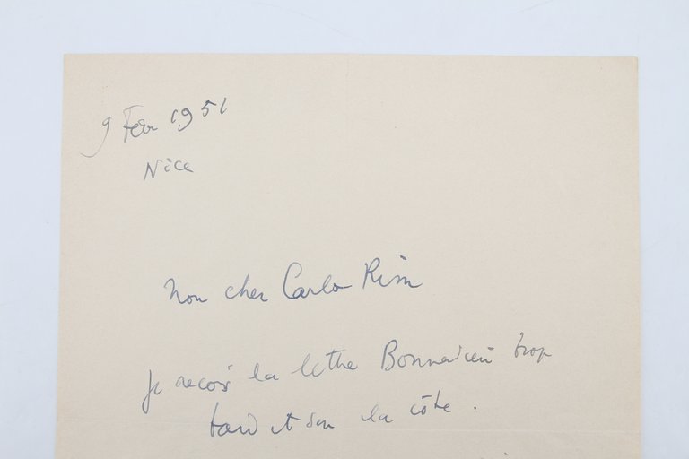 Lettre autographe signée adressée à Carlo Rim à propos du …