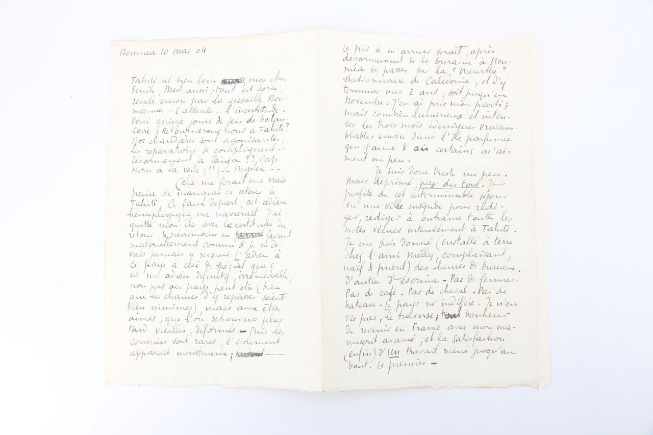 Lettre autographe signée adressée à Emile Mignard : "Tahiti est …