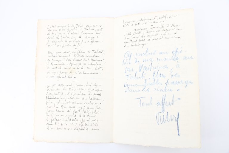 Lettre autographe signée adressée à Emile Mignard : "Tahiti est …
