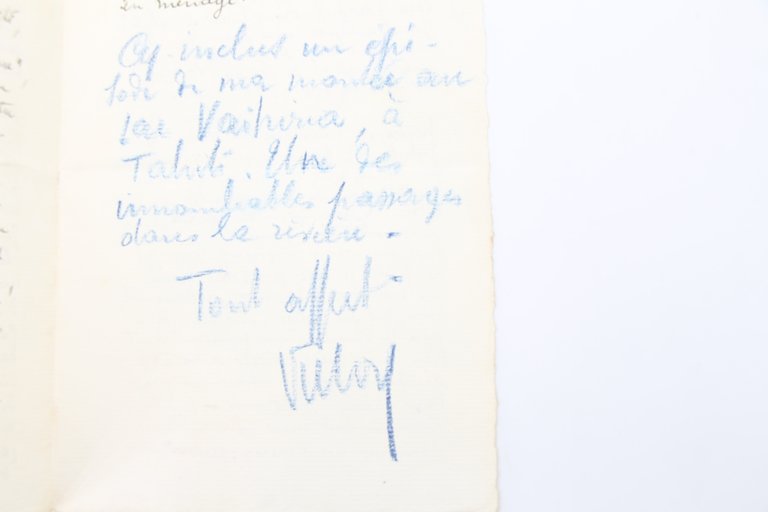 Lettre autographe signée adressée à Emile Mignard : "Tahiti est …