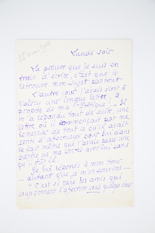 Lettre autographe signée adressée à Georges Louis