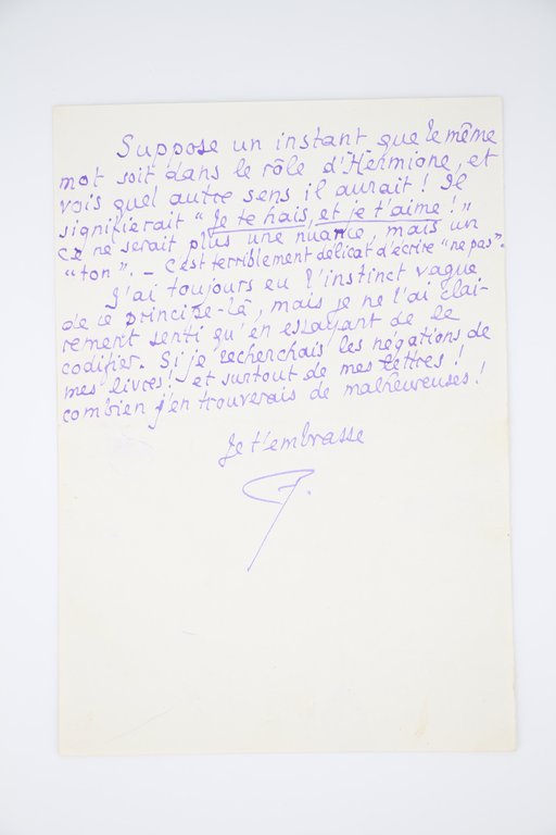 Lettre autographe signée adressée à Georges Louis