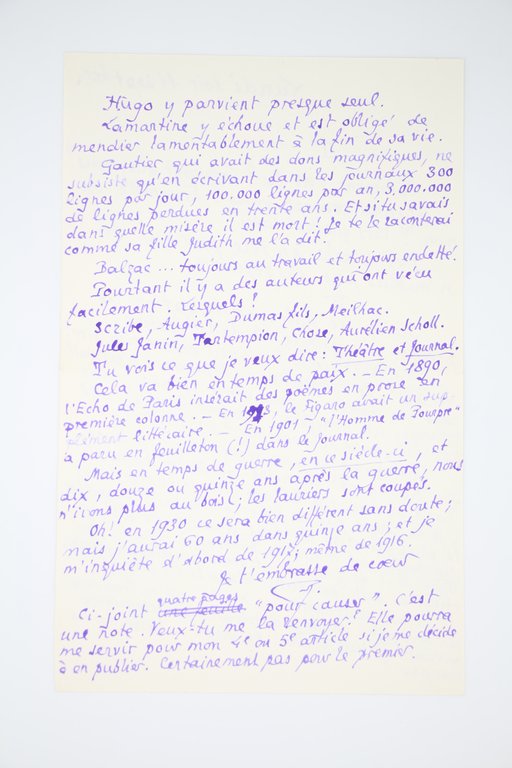 Lettre autographe signée adressée à Georges Louis : "Oh ! …