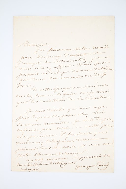 Lettre autographe signée adressée à Léon Curmer : "Je suis …