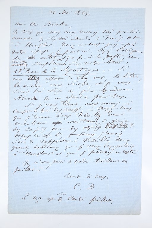 Lettre autographe signée adressée à Narcisse Ancelle. "Je suis très …