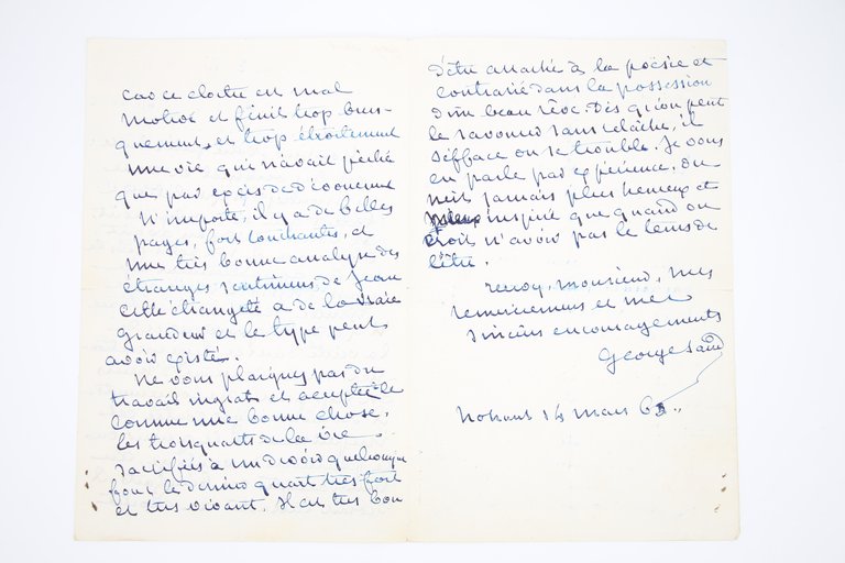Lettre autographe signée adressée à René Biémont : "On n'est …