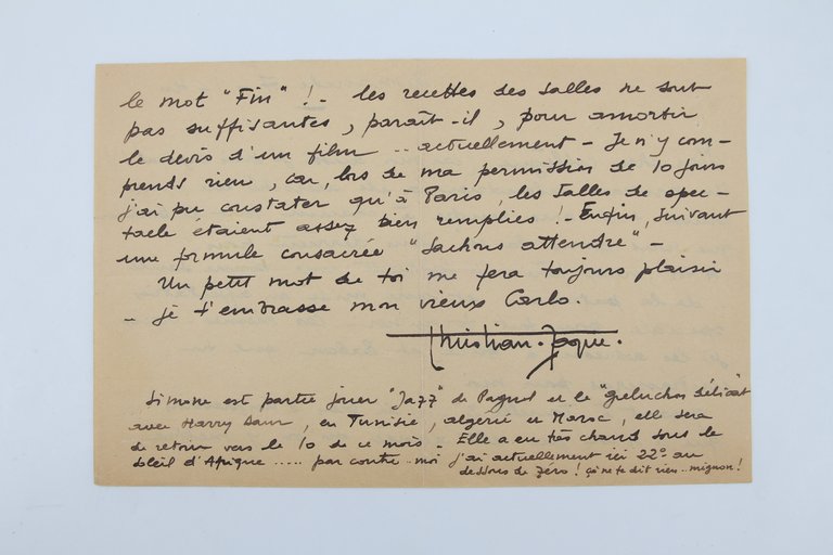 Lettre Autographe Signée De Denys Puech 1936 - Manuscrit Artiste Français, Nice, Art