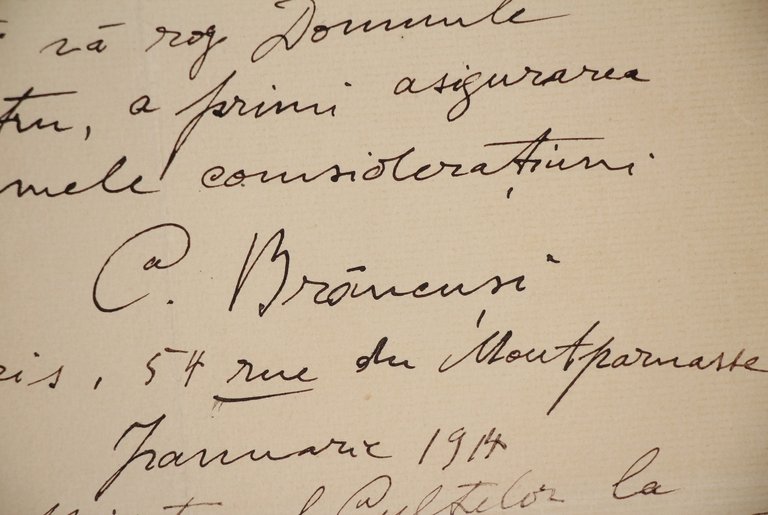 Lettre autographe signée adressée au Ministère roumain des cultes