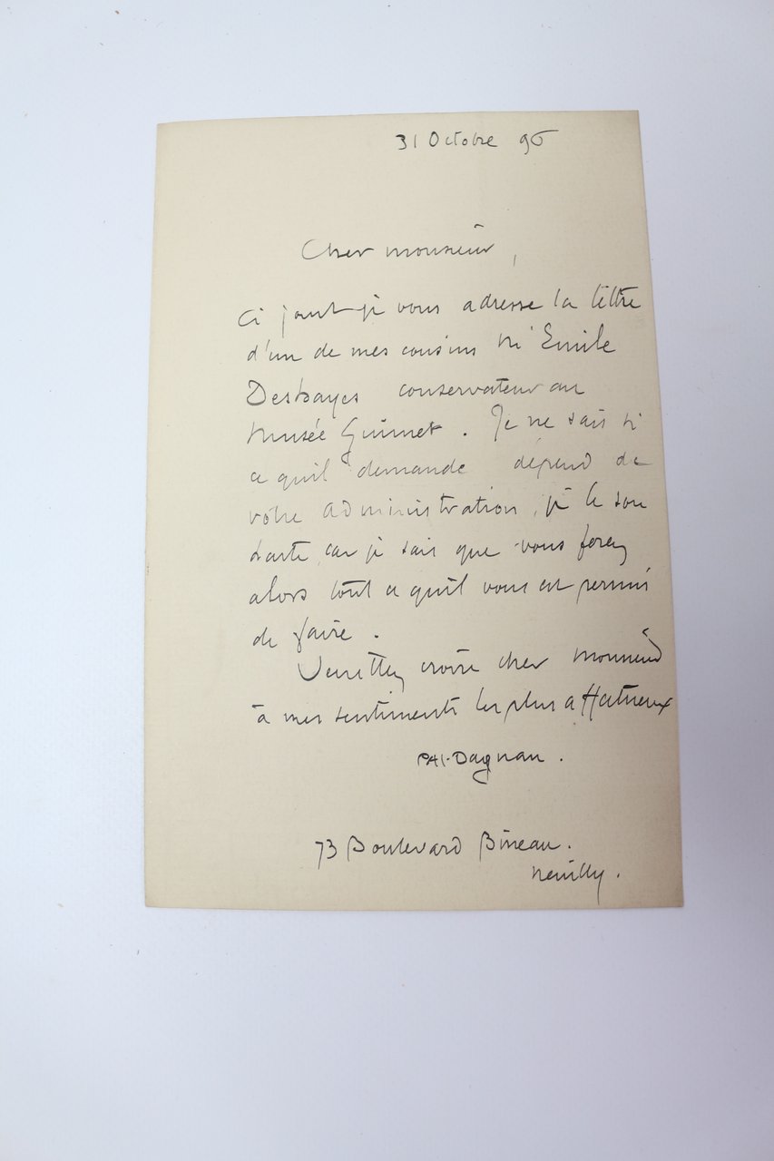 La lettre d'un de mes cousins conservateur au musée Guimet …