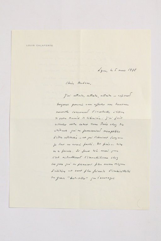 Lettre autographe signée c'est l'immobilisme chez ces gens qui ne …