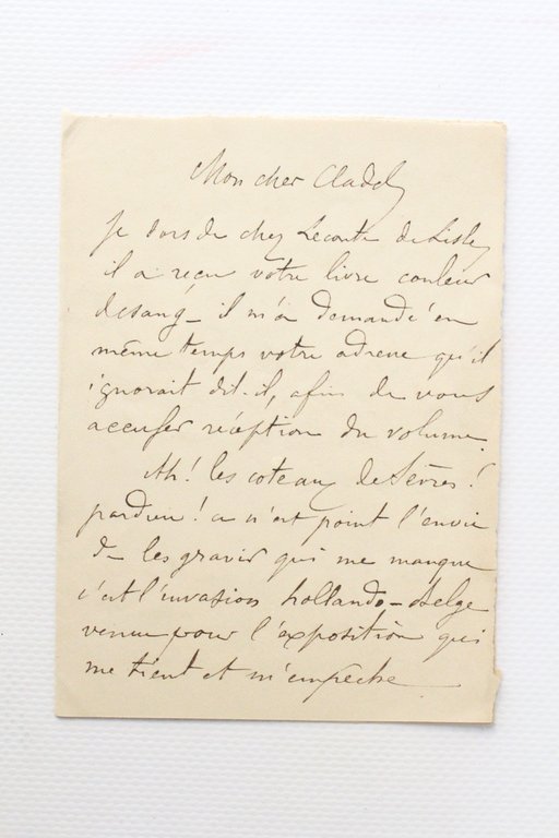 Lettre autographe signée « c'est l'invasion hollando-belge venue pour l'exposition …