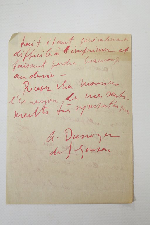 Lettre autographe signée concernant la reproduction de deux de ses …