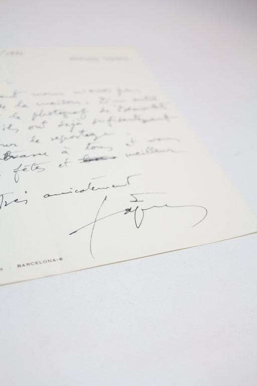 Lettre autographe signée d'Antoni Tàpies à Georges Raillard : "j'ai …