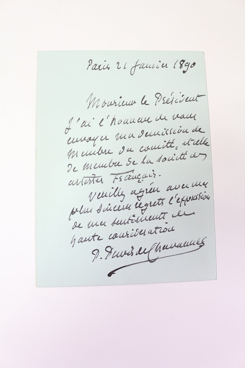 Lettre autographe signée de démission de la Société des artistes …