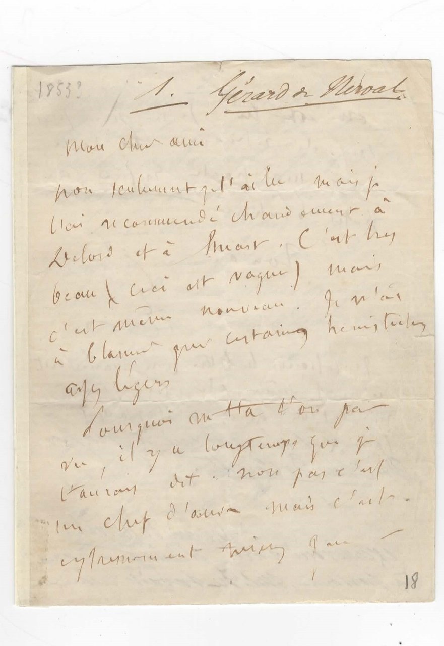 Lettre autographe signée de Gérard de Nerval adressée à Armand …