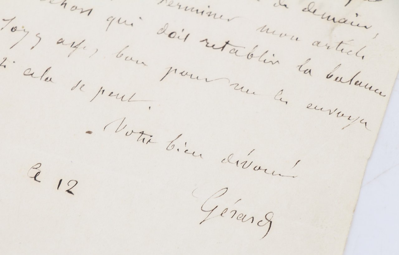 Lettre autographe signée de Gérard de Nerval adressée à Daniel …