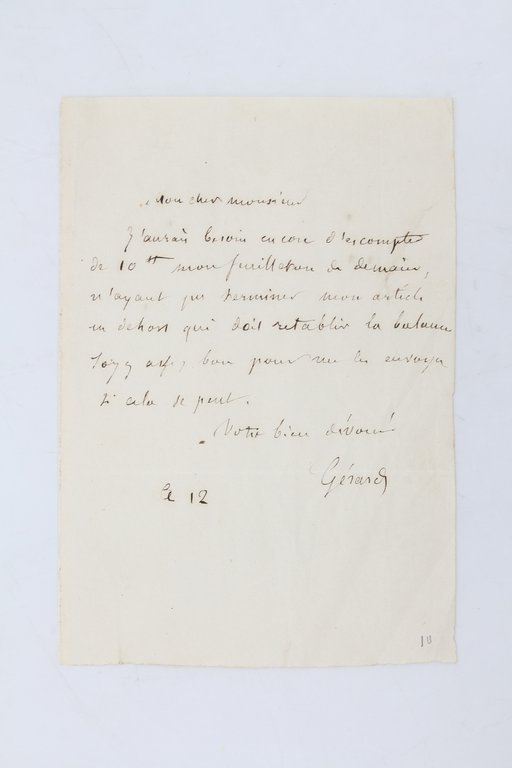Lettre autographe signée de Gérard de Nerval adressée à Daniel …