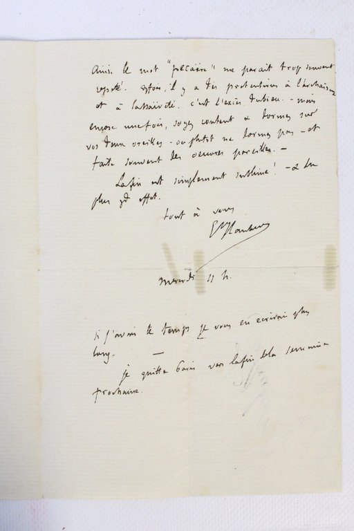 Lettre autographe signée de Gustave Flaubert adressée à Léon Cladel