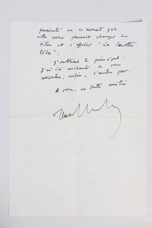 Lettre autographe signée de Jean Dutourd à Jean Rimeize